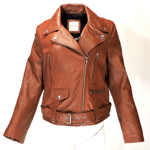 Each x Other Jackets & Blazers - EACH X OTHER WOMEN'S BROWN SOFT LEATHER FASHION JACKET